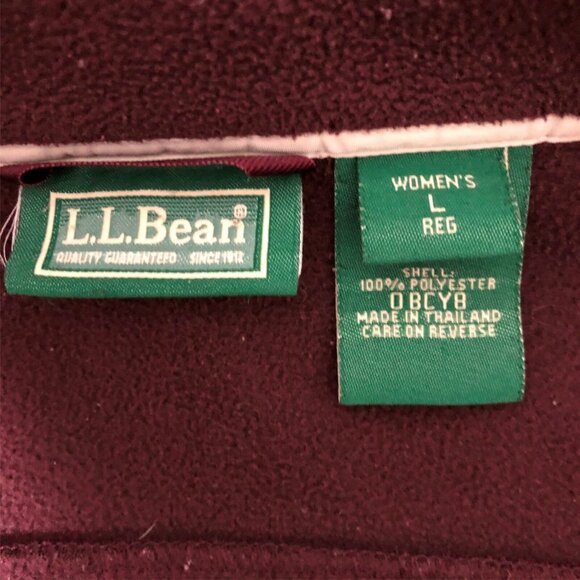 LL Bean Jacket Womens Large Coat Zip Pockets Red Burgandy Fleece Windbreaker - Picture 6 of 9